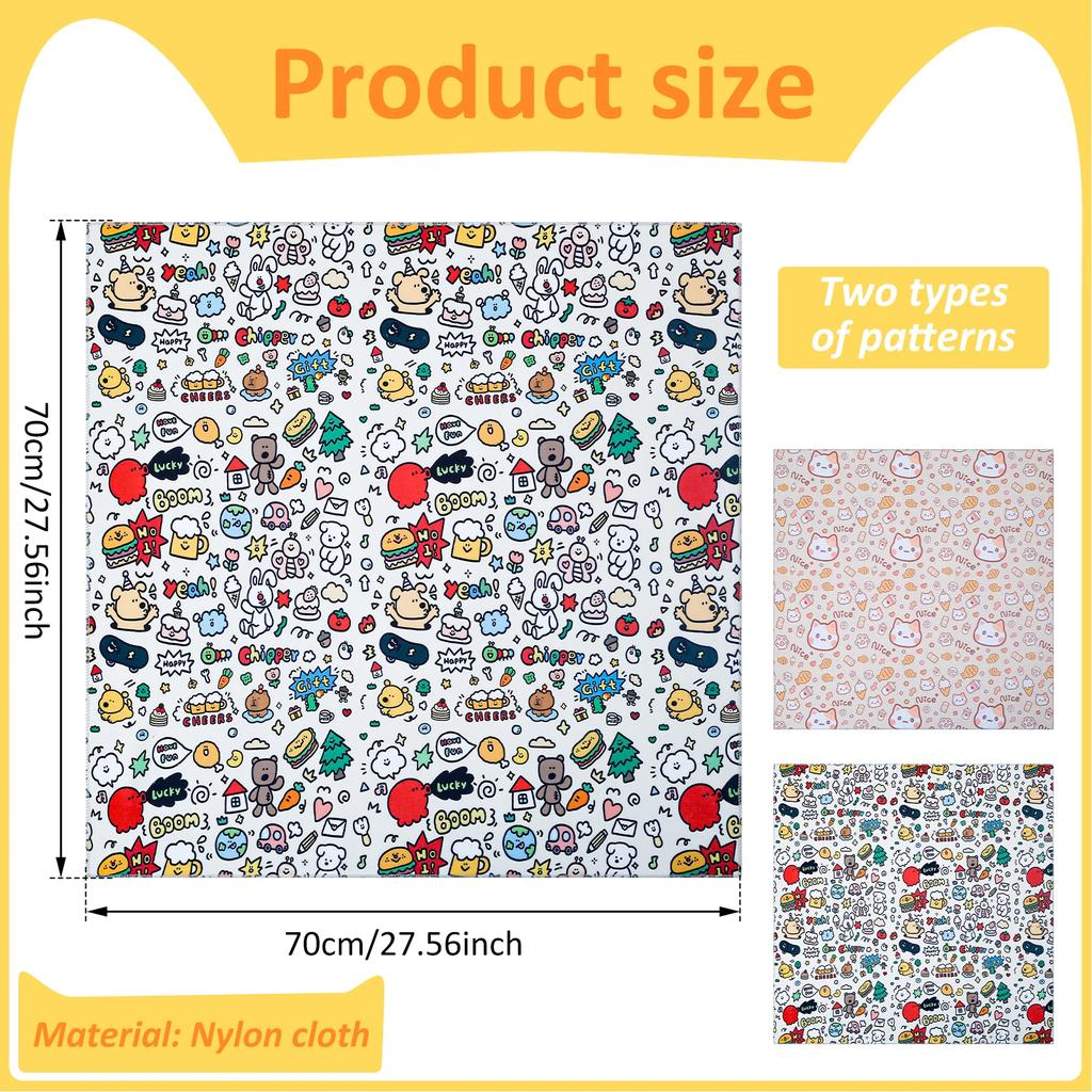 2Pcs Cat Restraint Wrap Nylon Self-Adherent Cat Grooming Wrap With Cartoon Print Anti Escape Anti Scratch Cat Nail Cutting Wrap