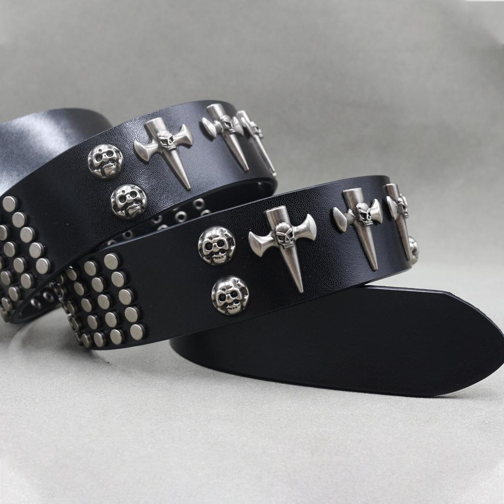 Cross Skeleton New Punk Top Cowhide Men's DJ Belt Skeleton Versatile Belt