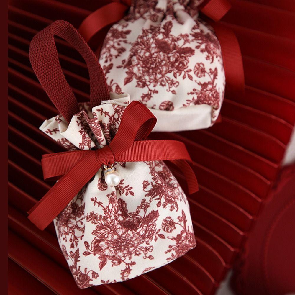 Canvas Flower Hand-painted Creative Candy Pouch Candy Bag Drawstring Bag Gift Packaging Boxes