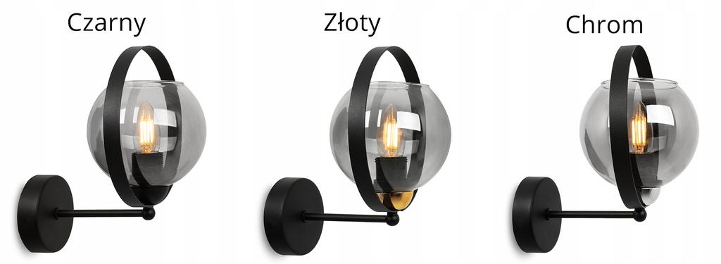 MODERN GLASS WALL LAMP GRAPHITE RING
