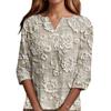 Women's T Shirt Tee Print Button  3/4 SleeveDaily Weekend Fashion Basic V- Neck Regular Top
