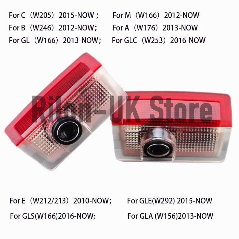 HTBFS1 For Mercedes Benz GLC Gle GlS ML GL A B M C E Class Led Car Door Logo Welcome Shadow Light Laser Projector Ghost Atmosphere Lamp