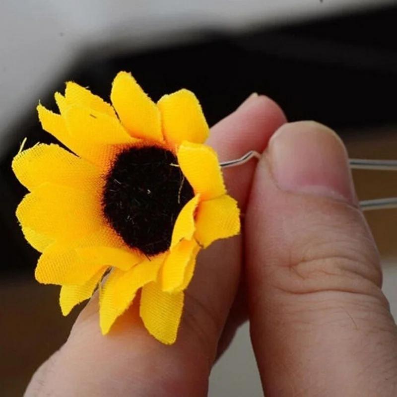 5Pcs Yellow Sunflower Hair Pins Wedding Bridal Prom Beauty Styling Accessories Hairclips for Women Creative Birthday Gift Supply