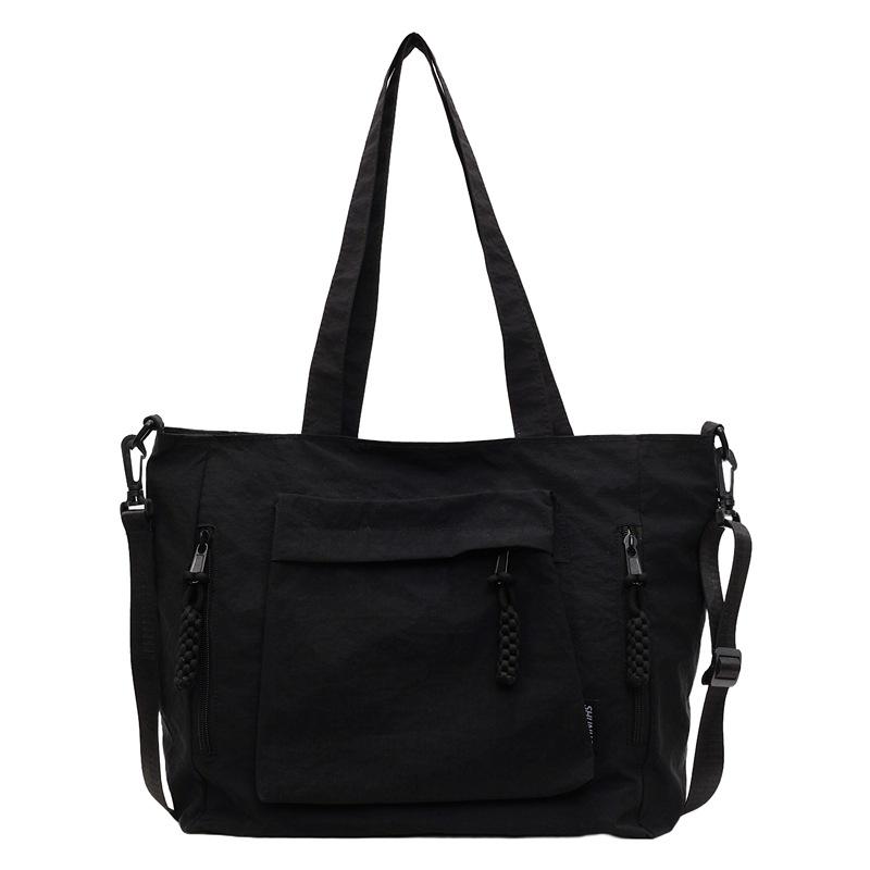 Casual Solid Color Nylon Tote Bag New Large-capacity Commuter Cloth Bag Simple and Lightweight Shoulder Messenger Bag