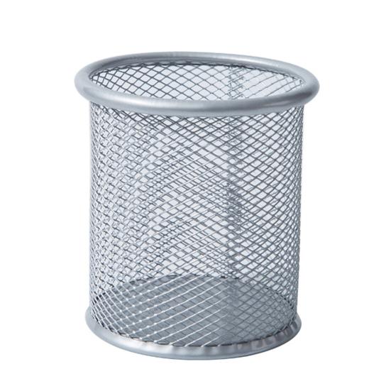 

Держатель для ручек, большой емкости, износостойкий настольный органайзер из кованого железа, сетчатый ящик для дома Round серебряный