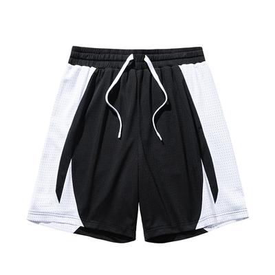 Basketball Series Color Block Mid Waist Drawstring Comfortable Breathable Casual Shorts Men Shorts Basic-Black Pure-White 952511309-5