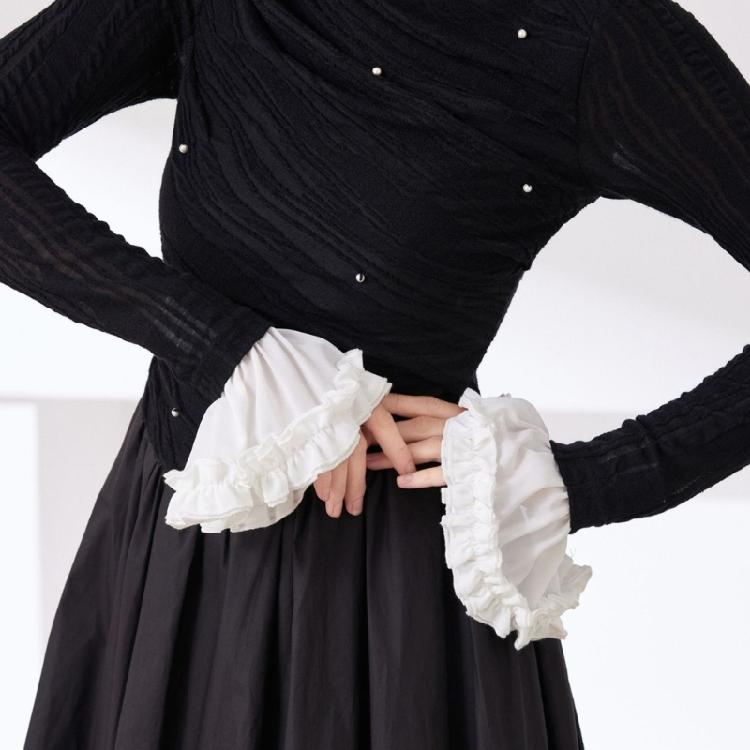 Gerüschte Armstulpen Einfach zu tragen Abnehmbare Ärmel Falsche Ärmel Für Bürofrauen Alltagsoutfit Partykleidung Dekoration