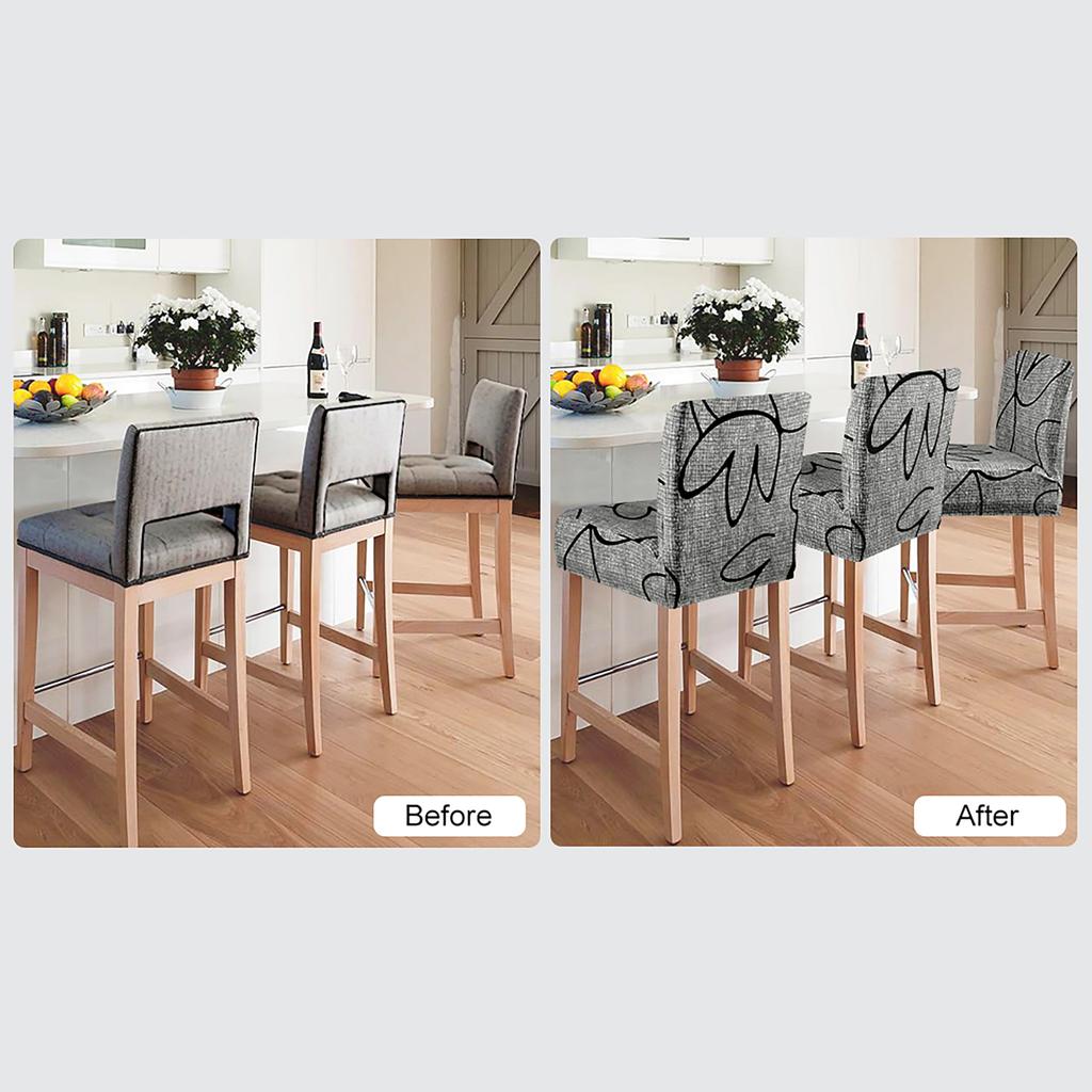 Printed Milk Silk Bar Stool High Chair Cover Elastic Bar Stool Cover Bar Table Hotel Club Low Backrest Cover