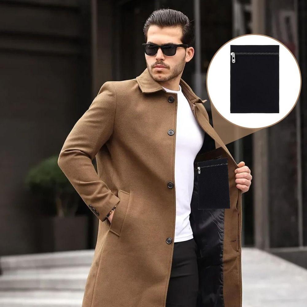 Našívaná boční skrytá kapsa se zipem Vnitřní bezpečnostní kapsa pro oblečení Kabát Vnitřní kapsy pro bundy Kabáty Mikiny