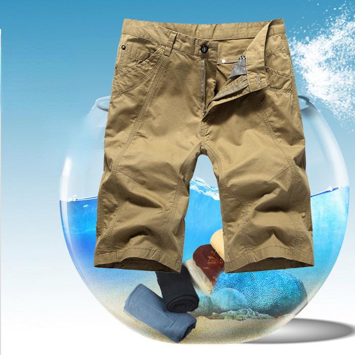 Mens Cargo Shorts Fashion Zipper Pocket Summer Cotton Shorts Hiking Jogger Elastic Waist Sports Shorts