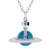 Empress Dowager 3D Earth Necklace: 20mm Glass Bead Pendant with High-End Sweater Chain.