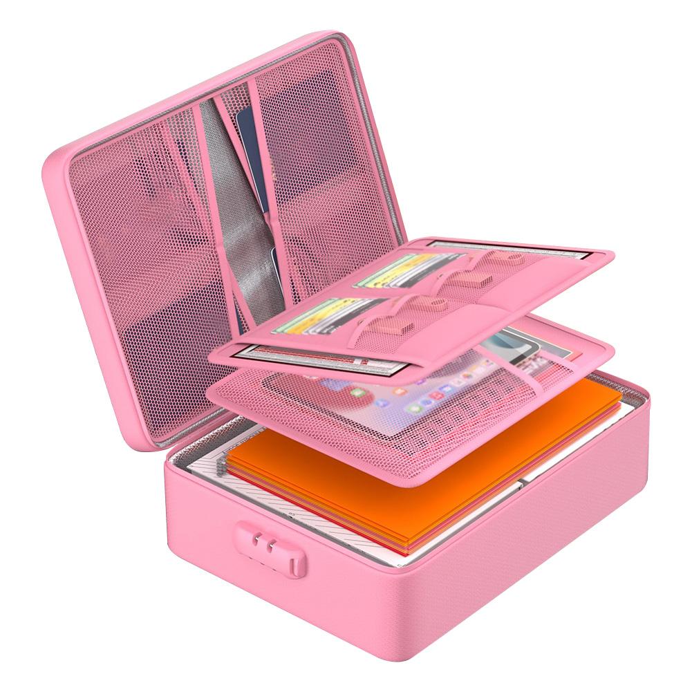 Fireproof Document Organizer with Lock Safe Storage Box Waterproof File Box for Important Documents Files and More розовый 15250₽