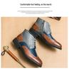 Men's High-Top Leather Brogue Shoes – British Color Block, Sizes 38-48, Casual & Business Wear