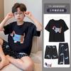 Boys Cotton Pajama Set Short Sleeve Loose Fit Sleepwear Kids Ages 8 Cartoon Print 3-Piece Home Outfit