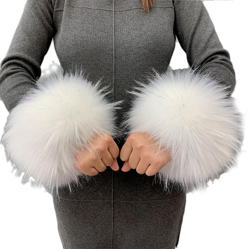 Faux Fur Cuffs Arm Warmers Furry Wrist Cuffs Holiday Costume Accessory for Women