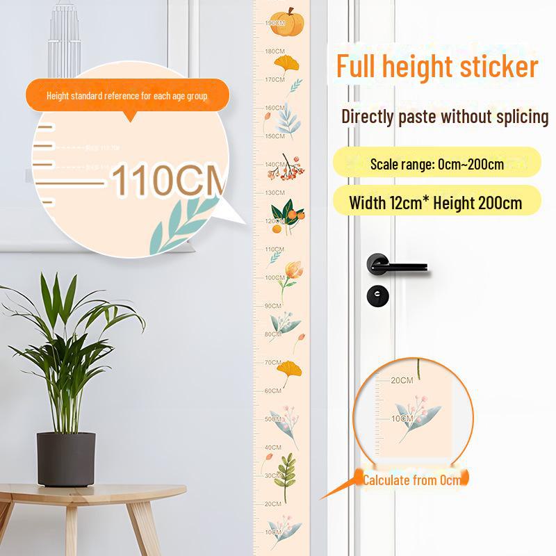 Children's Room 2m Self-Adhesive Height Chart Stickers - Cartoon Design for Baby Measurement & Wall Decoration