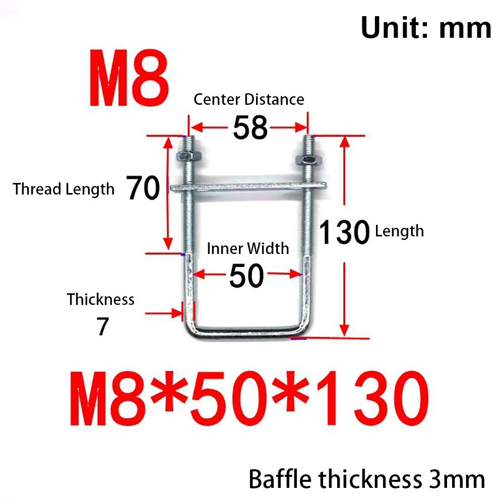 1Pcs With Baffle Pipe U-clamp Screws Right Angle U-bolt New Square Bolt for Square Tube