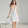 Women's Halter Neck Mini Dress Ruched Bust Cutout Metal Buckle Slim Fit A Line Elegant Summer Dress
