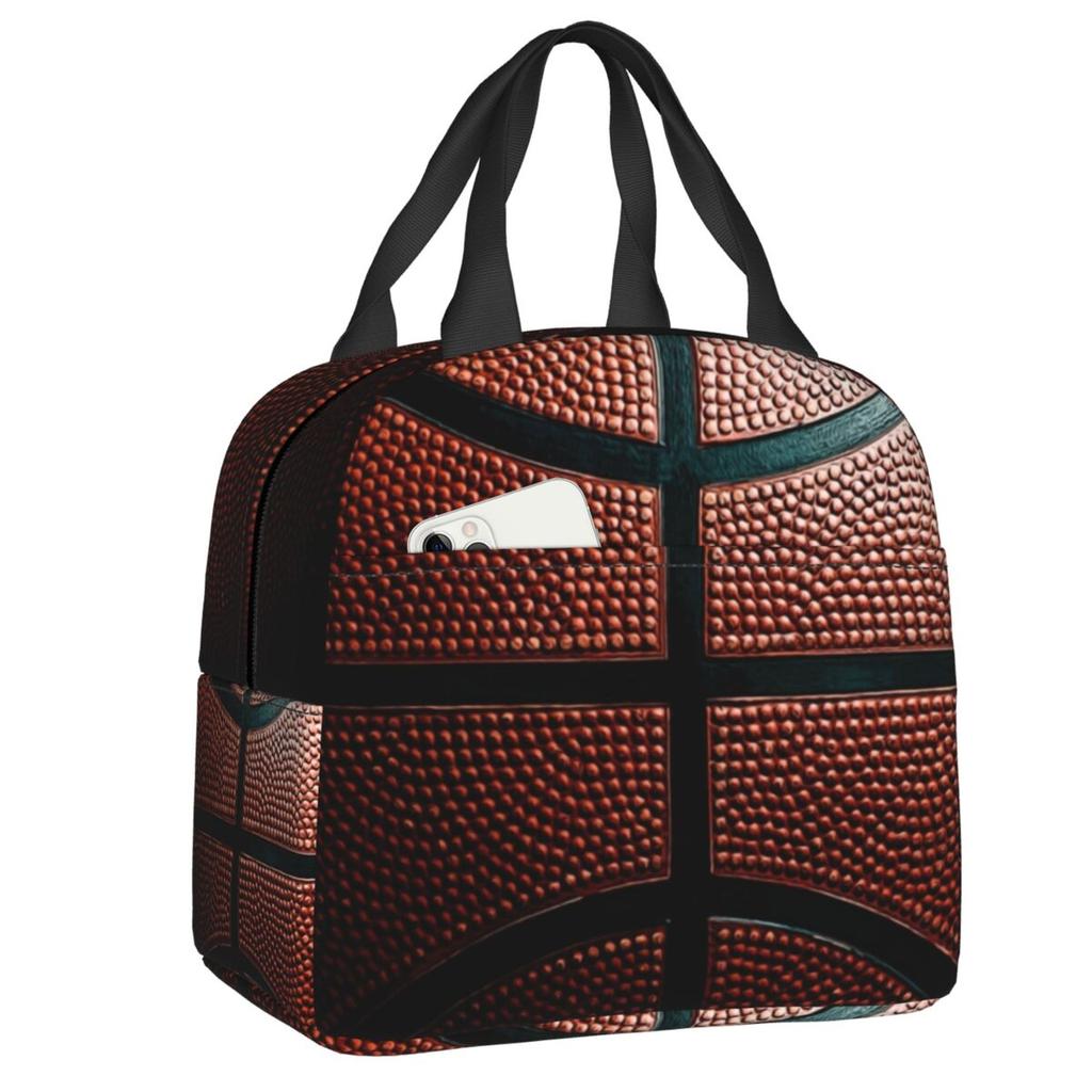 Custom Basketball Sports Pattern Insulated Lunch Bags for Women Portable Thermal Cooler Food Lunch Box Kids School Children