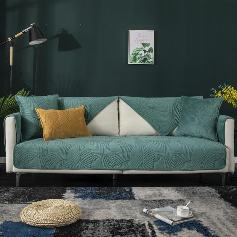 

Ultra-Soft Plush Solid Sofa Cushion Winter Thickening Embroidery Non-Slip Universal Nordic Light Luxury Cover 70*70cm
