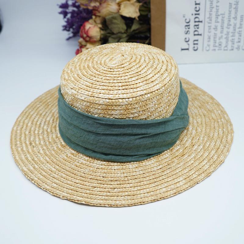Foreign Trade French Retro Japanese Straw Flat Top Top Top Hat Men And Women Summer Panama Wide Brim Straw Hat Shading Holiday Beach