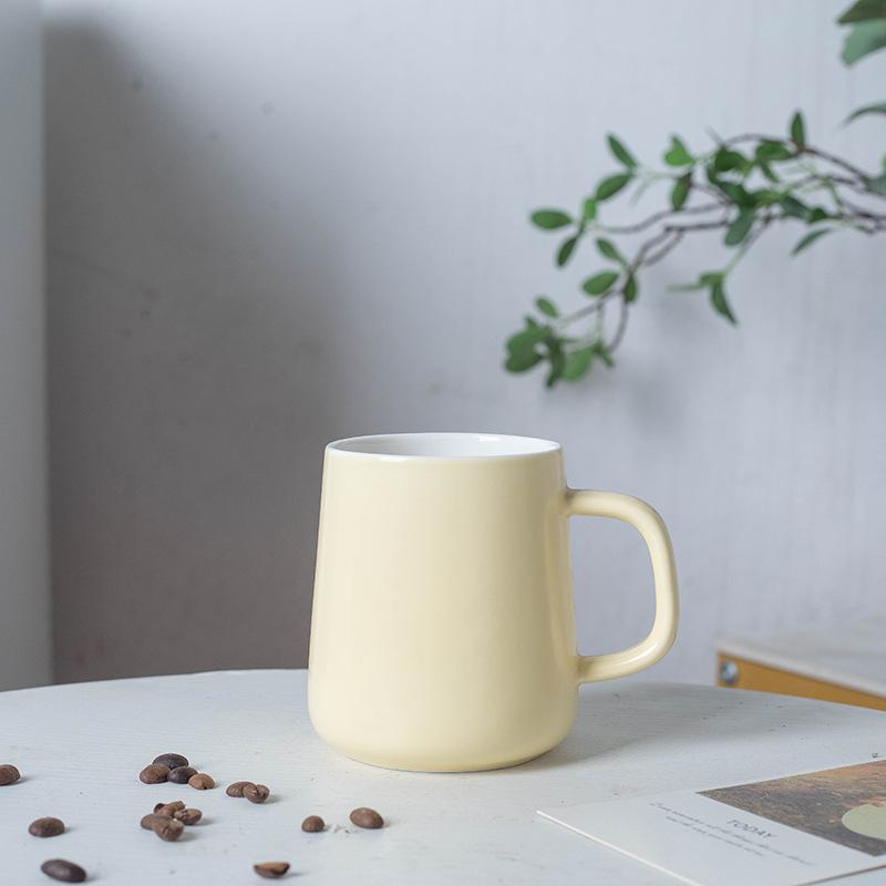 Nordic Ceramic Ns Wind Mug Creative with Lid with Spoon Water Cup Simple Coffee Cup Solid Color Cream Wind Matte