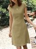 Women's Short Sleeve Casual Dress in Multiple Colors - Olive Green, Burgundy, Navy, Khaki