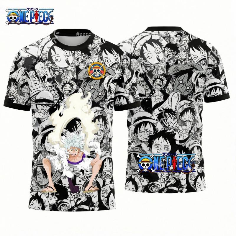 One Piece's Monkey D. Luffy graphic T-shirt Japanese anime football jersey Sports Dry Quickly Men's T-Shirt Kid's Clothing Tee