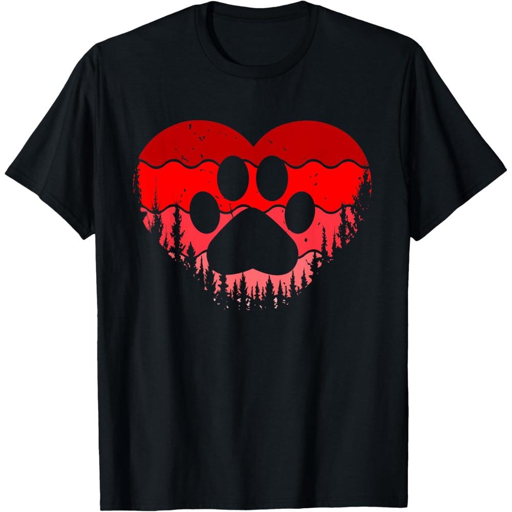 Paw Print Heart Valentines Day Girls Girls Dog Puppy Love T-Shirt 3XL чёрный