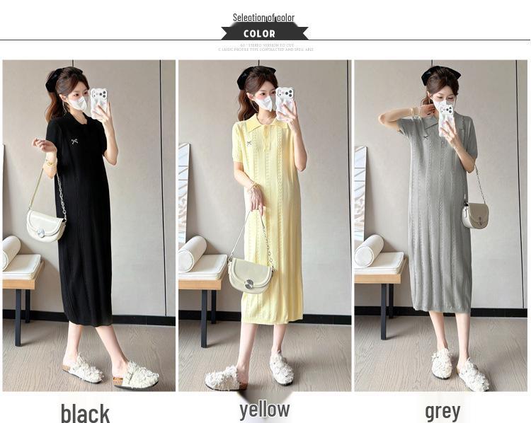 Maternity Summer Trendy Plus Size Knit Dress: Casual, Slimming & Versatile