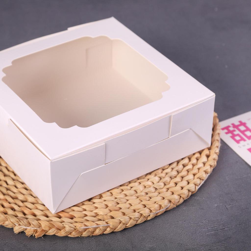 Pastry Box with Window, Kraft Paper Cake Packaging for Egg Yolk Crisps