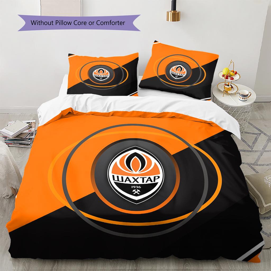 Shakhtar Donetsk FC Pattern Bedding Home Decoration Birthday Gift (1 * duvet cover + 2 * pillowcase, without core)