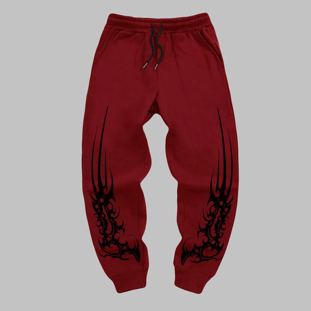 Pantaloni Jogger da Uomo Stile Gotico - Caldi per l'Inverno, Casual Atletici, con Vita Elastica e Fondo a Costine, Motivi Geometrici Gotici