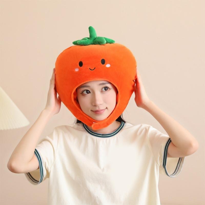 Children Headpiece With Cute Persimmon Design Fade Resistant Fabric Head Cover For Photo Props Holiday Celebrations