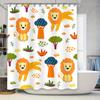 Bright Rainbow Tree Lion Cartoon Shower Curtain For Bathroom Decoration Kids Room Baby Girl Gift (White)