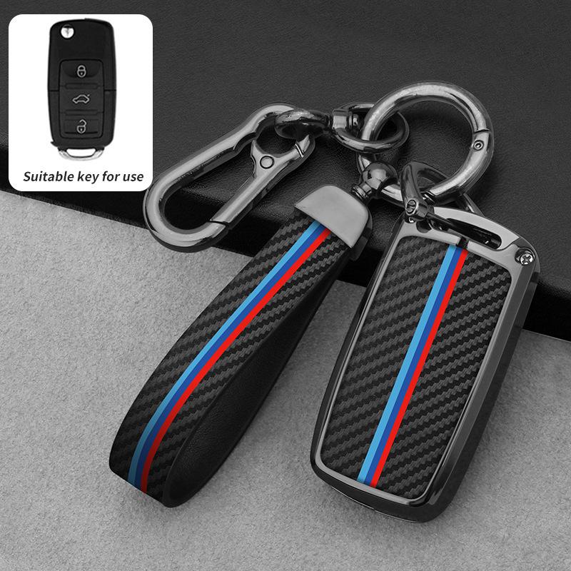 Housse de clé Volkswagen pour Sagitar, Lavida, Bora, Lamando, T-Cross, Tharu, Tayron, Tiguan L - Coque et boucle de clé de voiture.