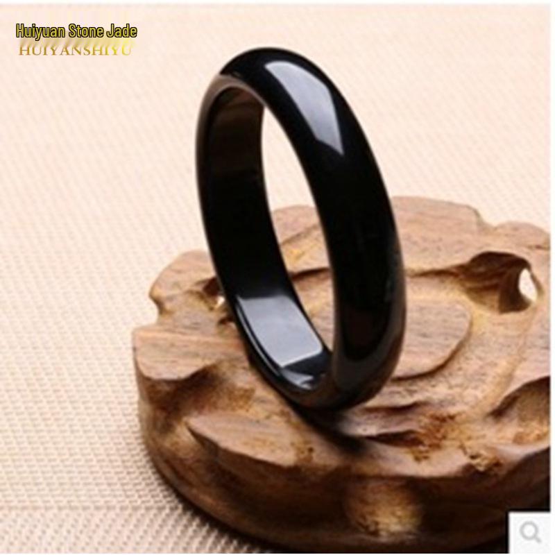 Natural Black Agate and Obsidian Chalcedony Jade Bangle