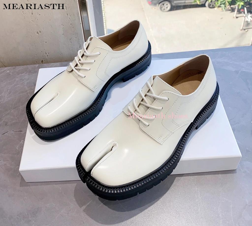 Femei Pantofi Tabi din piele neagră lucioasă de primăvară Toc gros Pantofi joasă Bărbați mărimea 46 cu șireturi Casual alb pantof cuplu sport nou