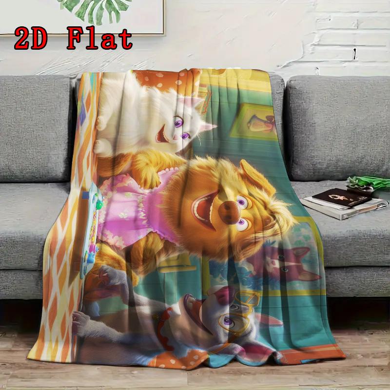 Cartoon Cat and Dog 2D Flat Pattern Flannel Blanket High Quality All Seasons Warmth and Comfort Perfect for Christmas Gifts.MMT0918341