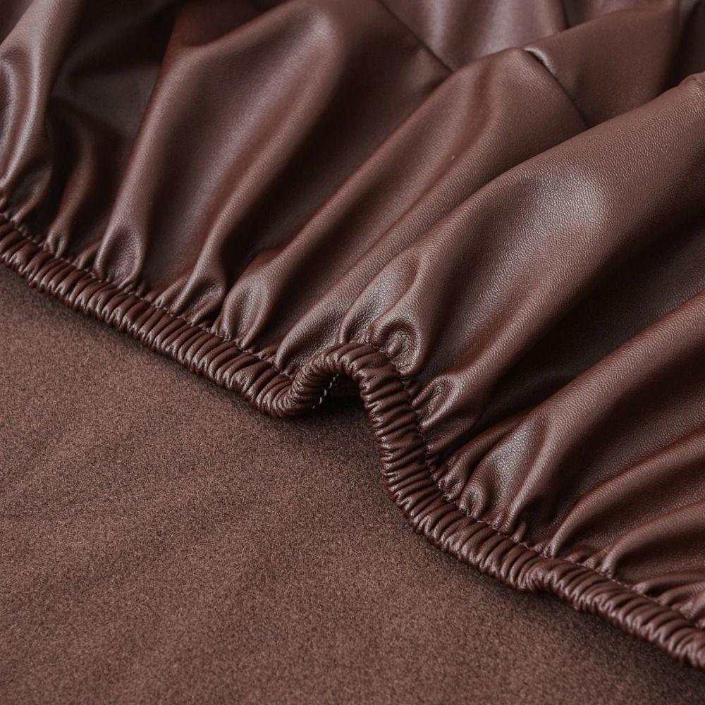 Square Shape PU Leather Chair Cover PU Leather Elastic Chair Slipcover Kitchen Use