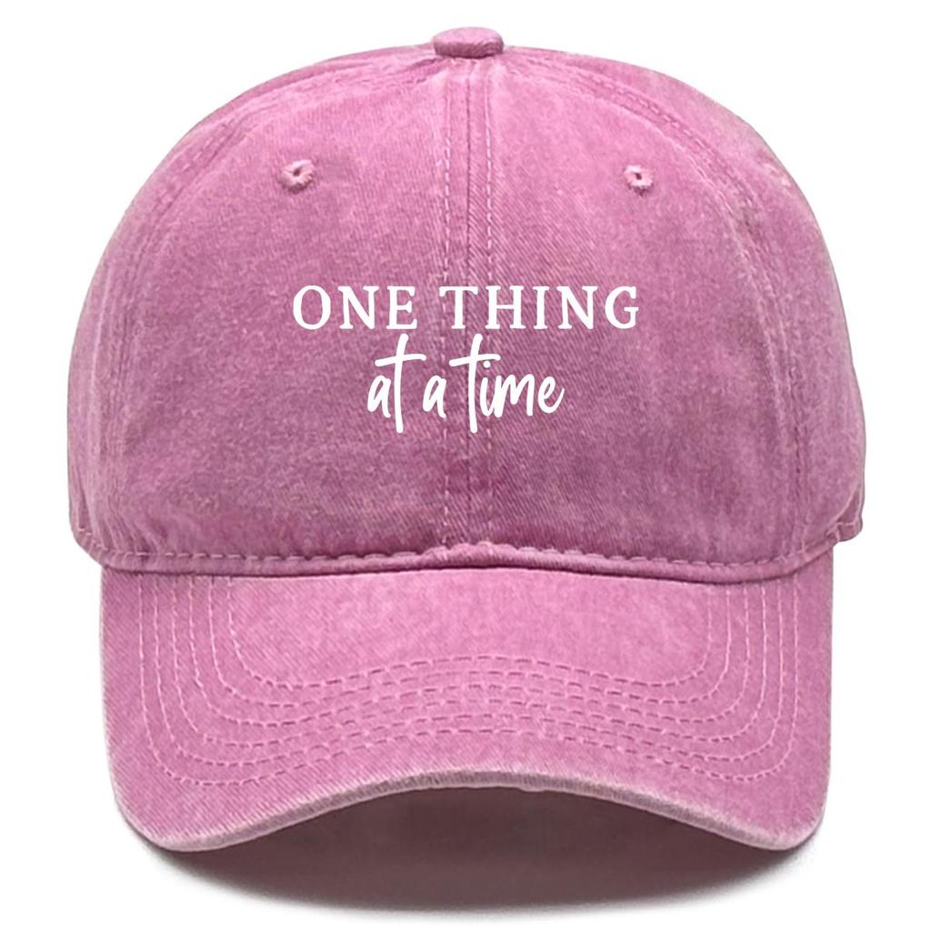 ONE THING at a time" Print Snapback Sun Hat, Trucker Hat Cozy Sunshade Solid Color Solid Adjustable Baseball Hat