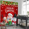 Merry Christmas Shower Curtain Santa Claus Snowman Reindeer Home Bathroom Decorations Xmas Gift Box Bathtub Curtain Set With