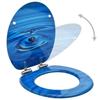 VidaXL WC Seat Cover Soft Close MDF Blue Water Drops