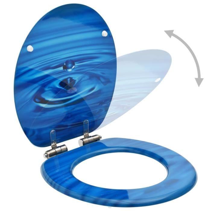 VidaXL WC Seat Cover Soft Close MDF Blue Water Drops