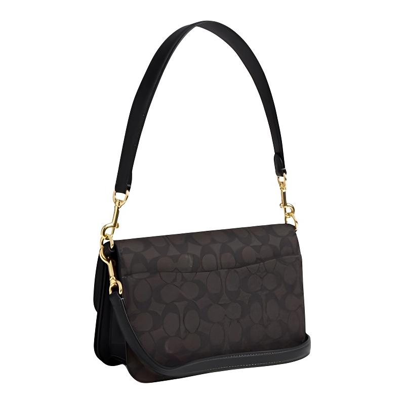 COACH Brynn 23 Classic Signature Presbyopia Artificial Leather with Cow Split Leather Mahjong Bag Crossbody Shoulder Bag Medium Women's Dark Brown