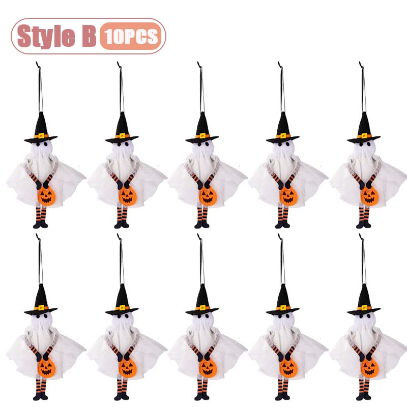 1-10PCS Halloween Hanging Decor Set Pumpkin Ghost Black Cat Skeleton Design for Home Wall Indoor Party Holiday Festival Decor