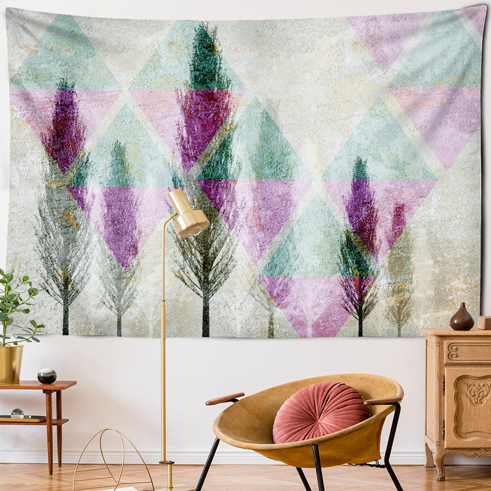 

3D градиентный красочный гобелен с растениями, настенный богемный гобелен с простым настенным декором для спальни, фоновая ткань 95x70CM