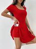 2025 European & American Slimming Solid Color Women's Dress – Fashionable & Elegant Waist-Cinching Design