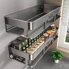 YWEEL Gunmetal Kitchen Spice Rack, No Drilling Required, Wall-Mounted Seasoning Shelf, Wall-Mounted Organizer, Space Aluminum Storage Rack