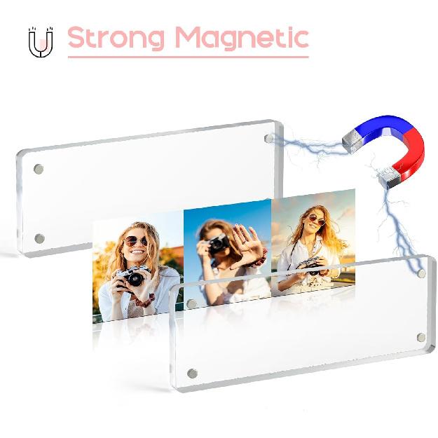 Vowcarol Photo Booth Frame 2x6 Picture Frame, Clear Acrylic Frame, Strong Magnetic 2x6 Acrylic Picture Frames, Free Standing Desktop Display- 1 Pack